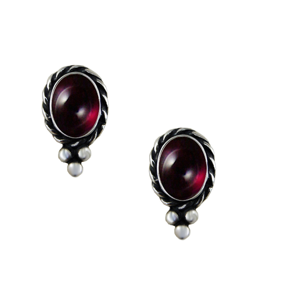 Sterling Silver Little Garnet Post Stud Earrings